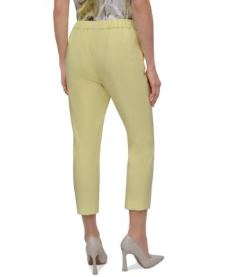 Миниатюрные брюки с высокой посадкой и прямыми штанинами по щиколотку от DKNY