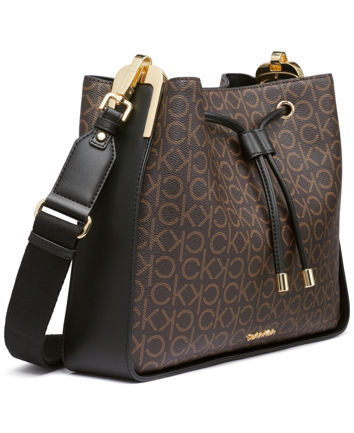 Calvin Klein Fay Hobo In Brown Khaki,black