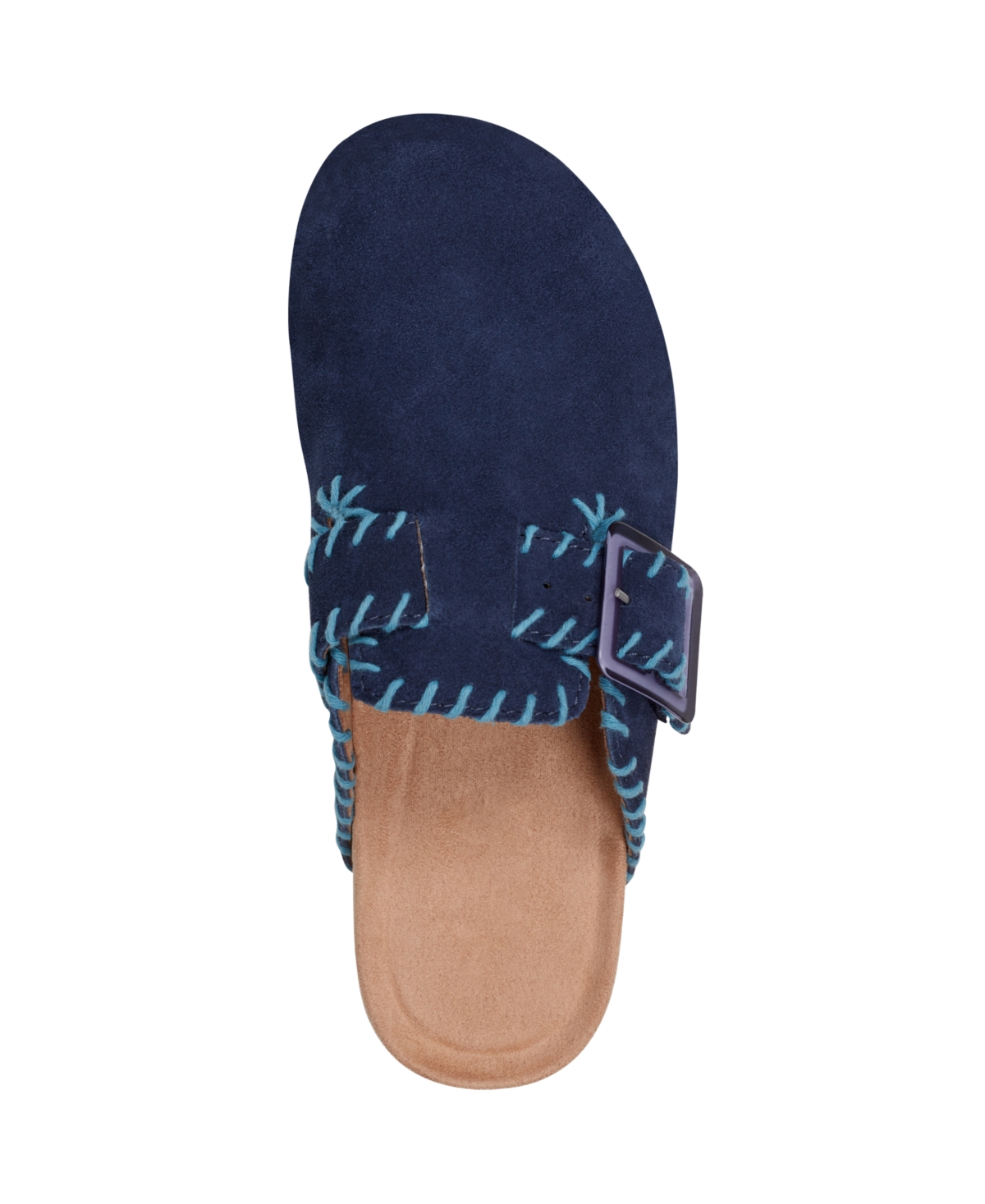 Shop Earth Women's Gena Stitched Flat Clogs In Dark Blue Suede