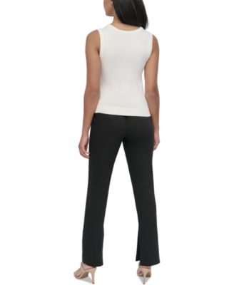 Миниатюрный свитер DKNY без рукавов с круглым вырезом в смешанной технике