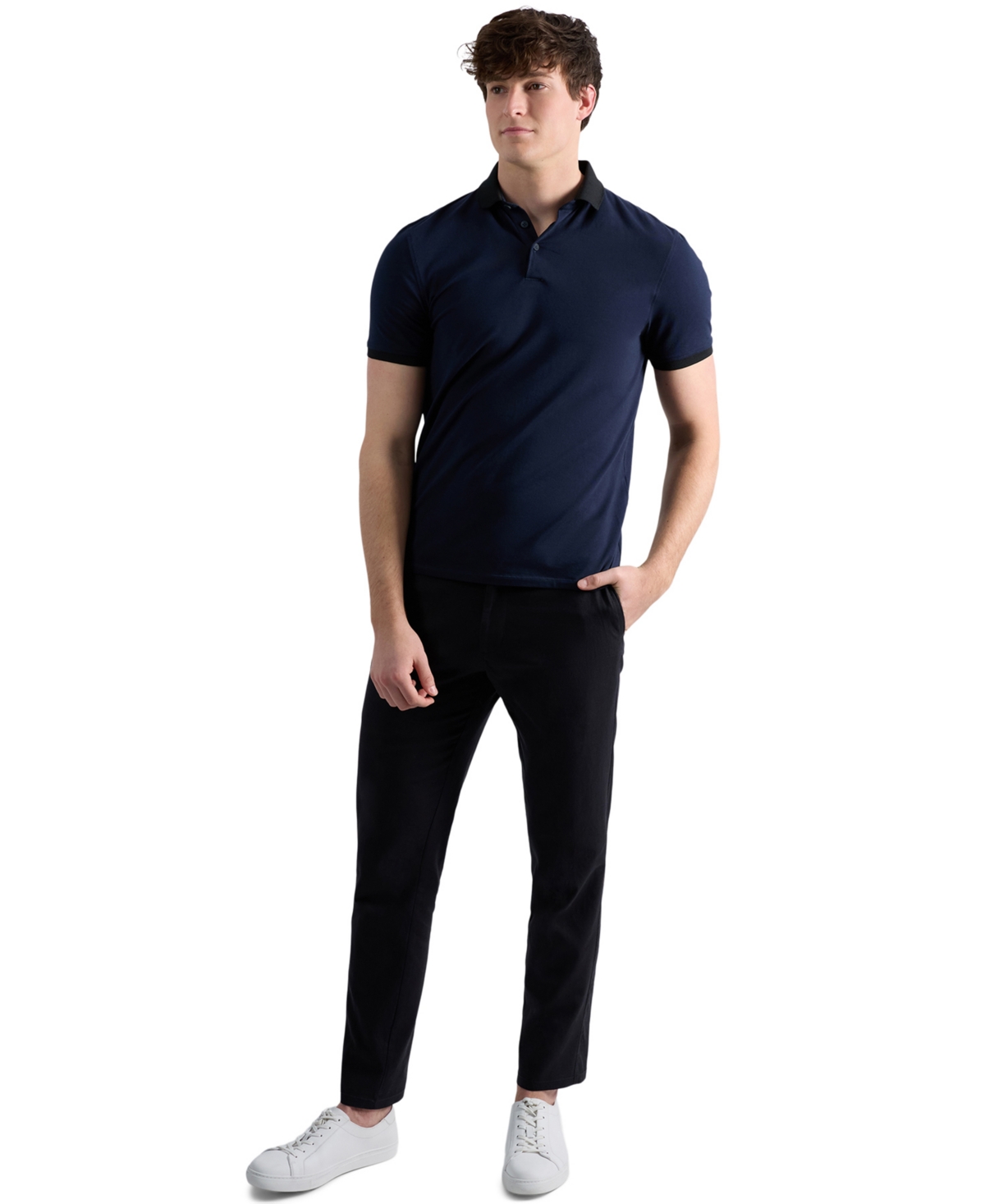 Kenneth Cole Reaction Men's Slim-fit Linen Pants In Black