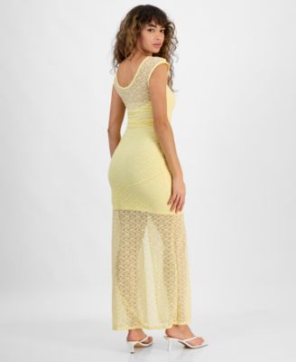 Women's Cap-Sleeve Side-Slit Lace Maxi Dress, Exclusively at Macy's