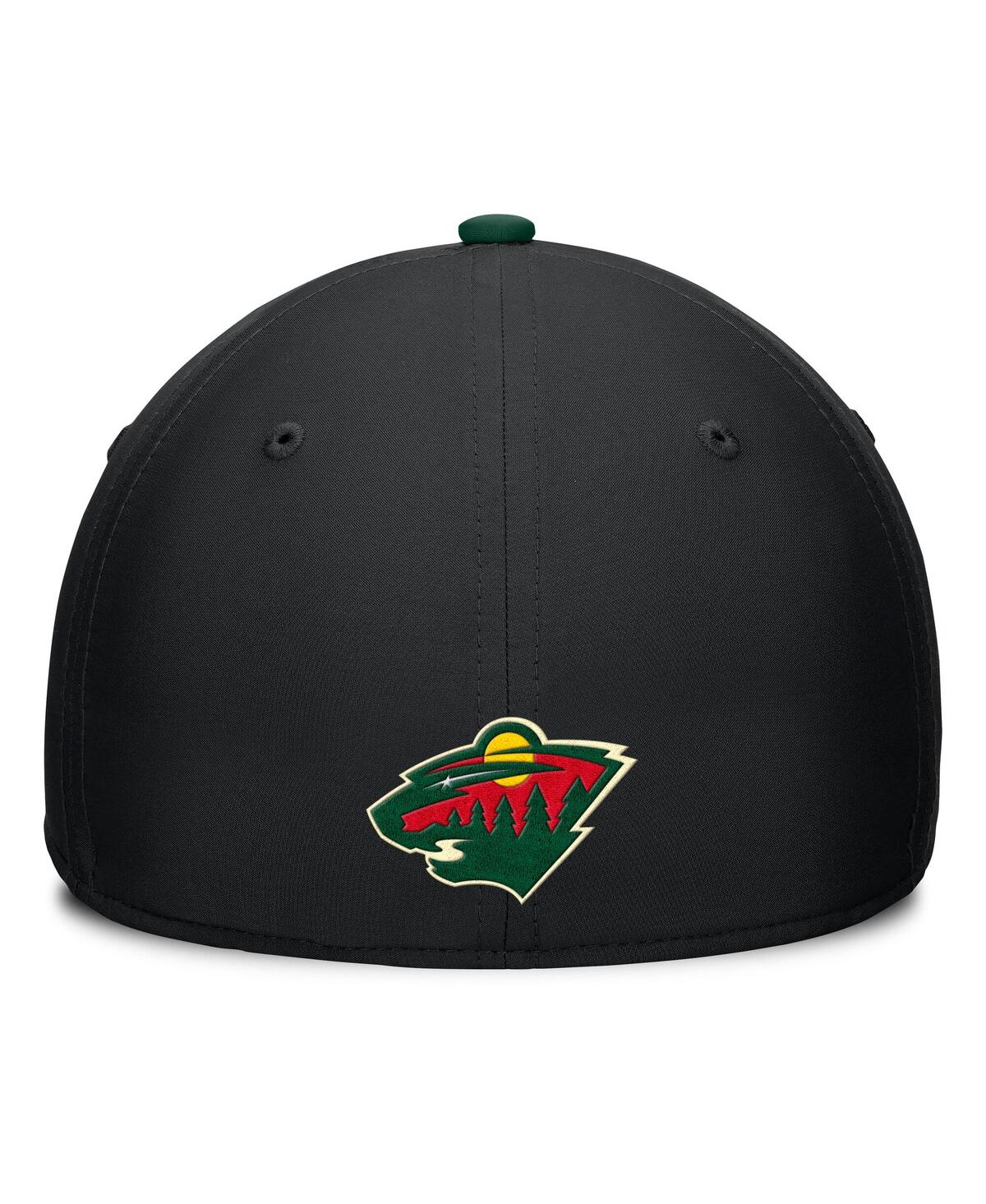 Fanatics Men's Black/green Minnesota Wild Authentic Pro Rink Team Code Flex Hat In Black,green