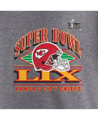 Женская футболка Fanatics Heather Gray Kansas City Chiefs Super Bowl LIX Our Pastime из трех частей с V-образным вырезом от Fanatics.