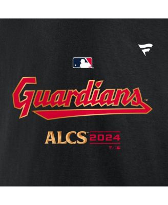 Мужская черная футболка Fanatics Cleveland Guardians 2024 из серии чемпионов Американского дивизиона Лиги чемпионов в раздевалке