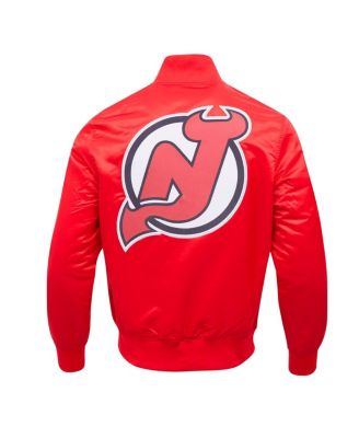 Мужская классическая атласная куртка New Jersey Devils красного цвета Pro Standard из атласа на полной застежке