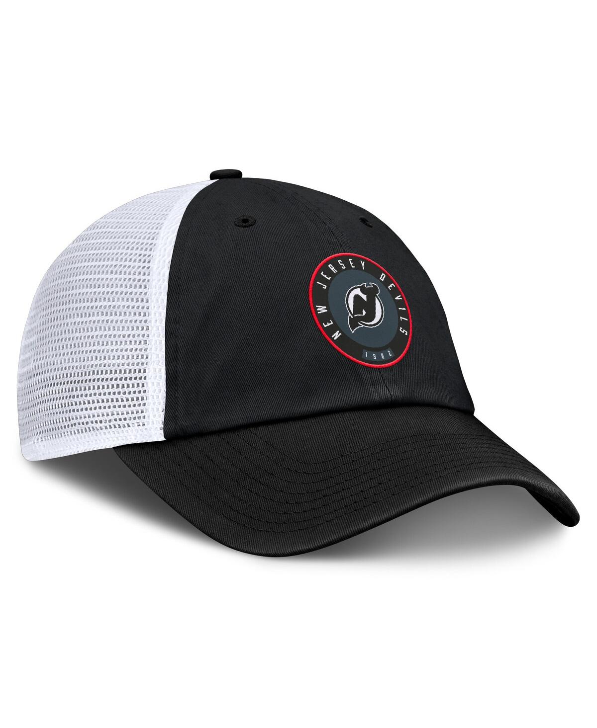 Fanatics Men's Black/white New Jersey Devils Averie Trucker Adjustable Hat In Black,white