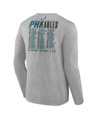 Мужская футболка с длинным рукавом Fanatics Heather Gray Philadelphia Eagles Super Bowl LIX Roster от Fanatics