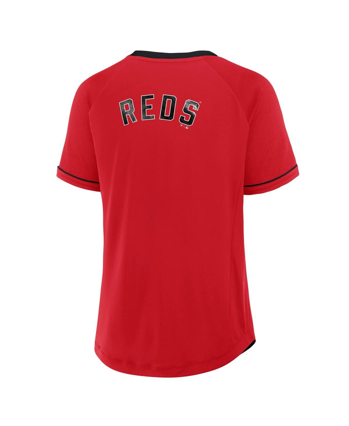 Fanatics Women's Red Cincinnati Reds Cooperstown Collection League Diva Raglan V-neck T-shirt In Red