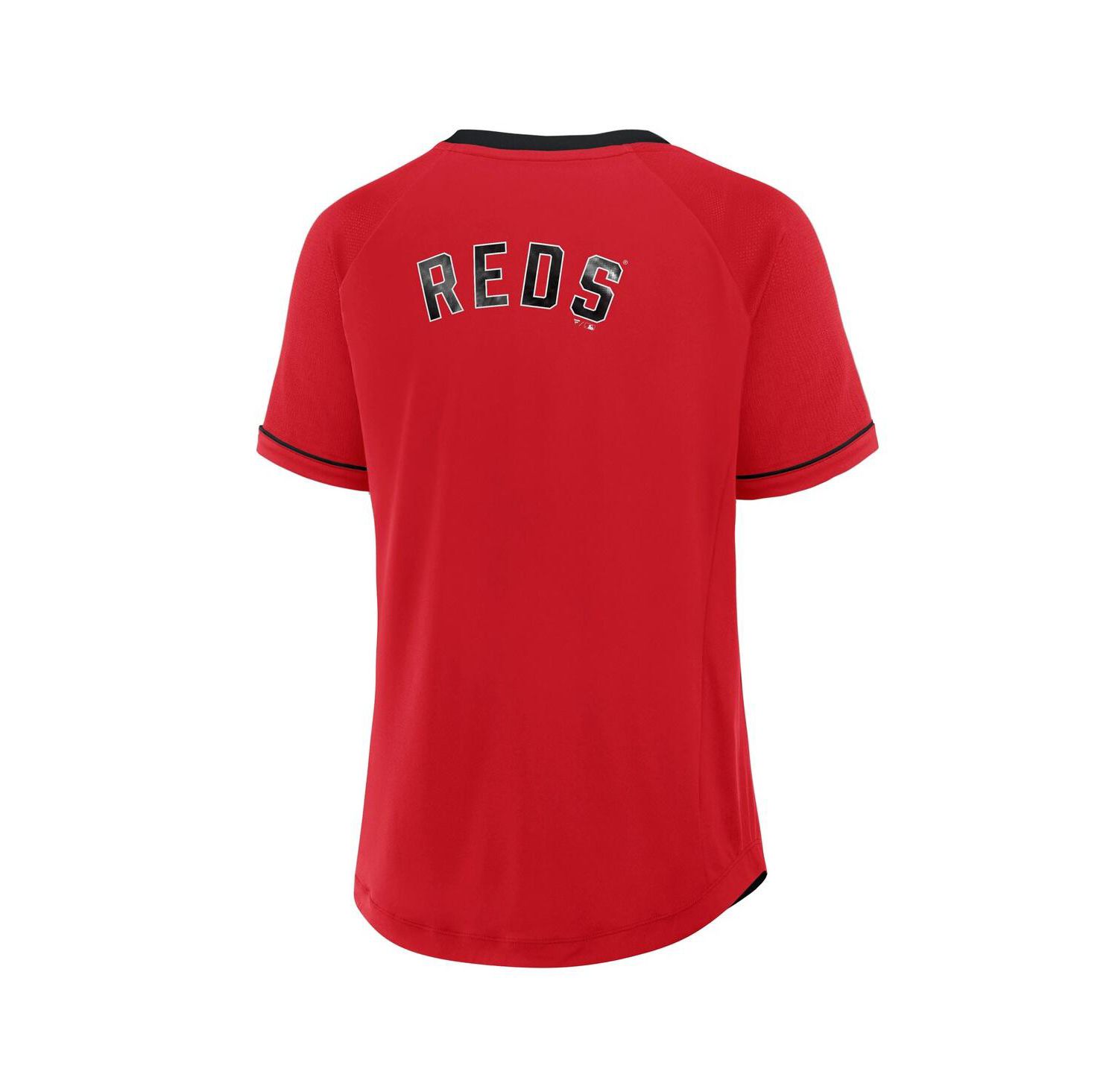 Women's Red Cincinnati Reds Cooperstown Collection League Diva Raglan V-Neck T-Shirt
