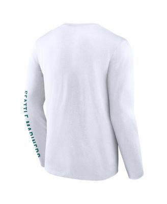 Мужская белая футболка для прессы Seattle Mariners Press Box от Fanatics с длинным рукавом