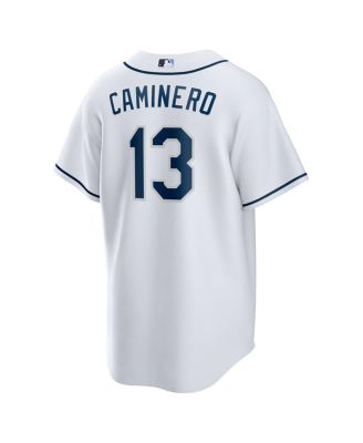Мужская майка Nike Junior Caminero White Tampa Bay Rays Home, точная копия майки игрока