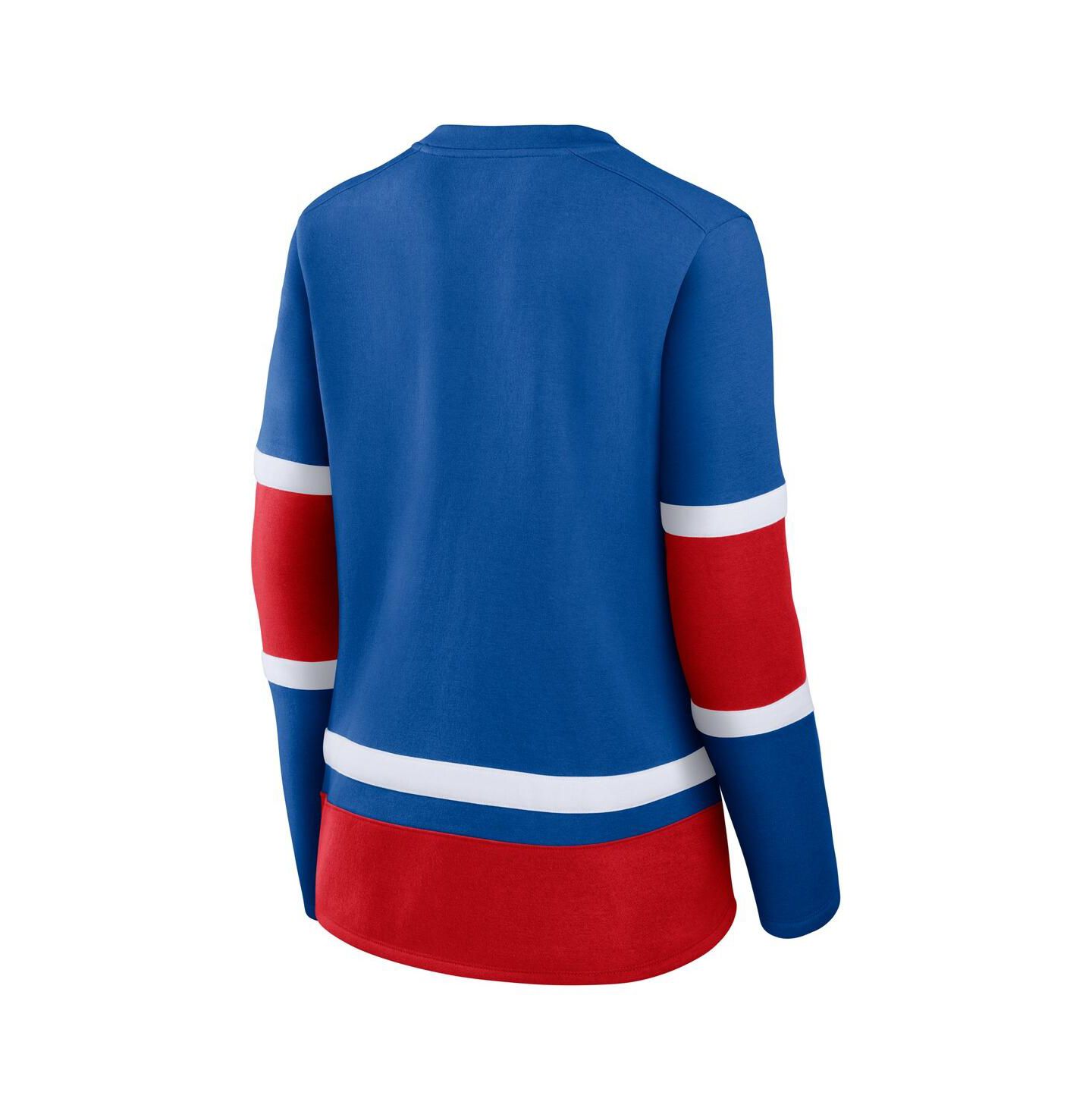 Женская футболка Fanatics Blue New York Rangers Prime Time Lace-Up Long Sleeve — фото 2