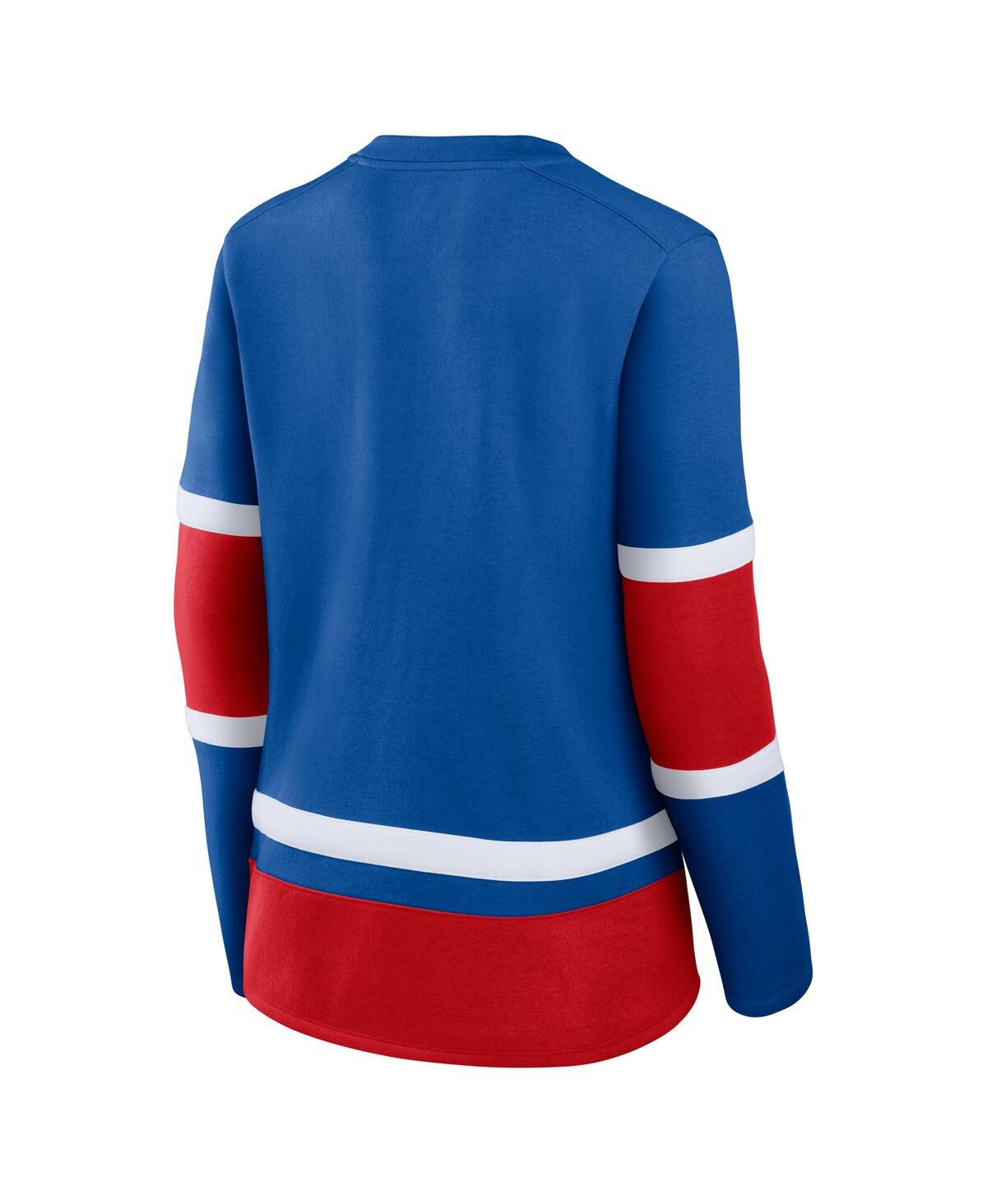 Fanatics Women's Blue New York Rangers Prime Time Lace-up Long Sleeve T-shirt In Blue