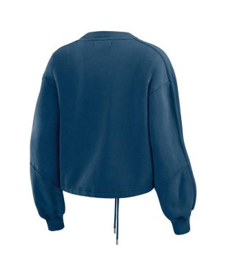 Women's Navy Atlanta Braves Washed Fleece Sweatshirt Shorts Lounge Set