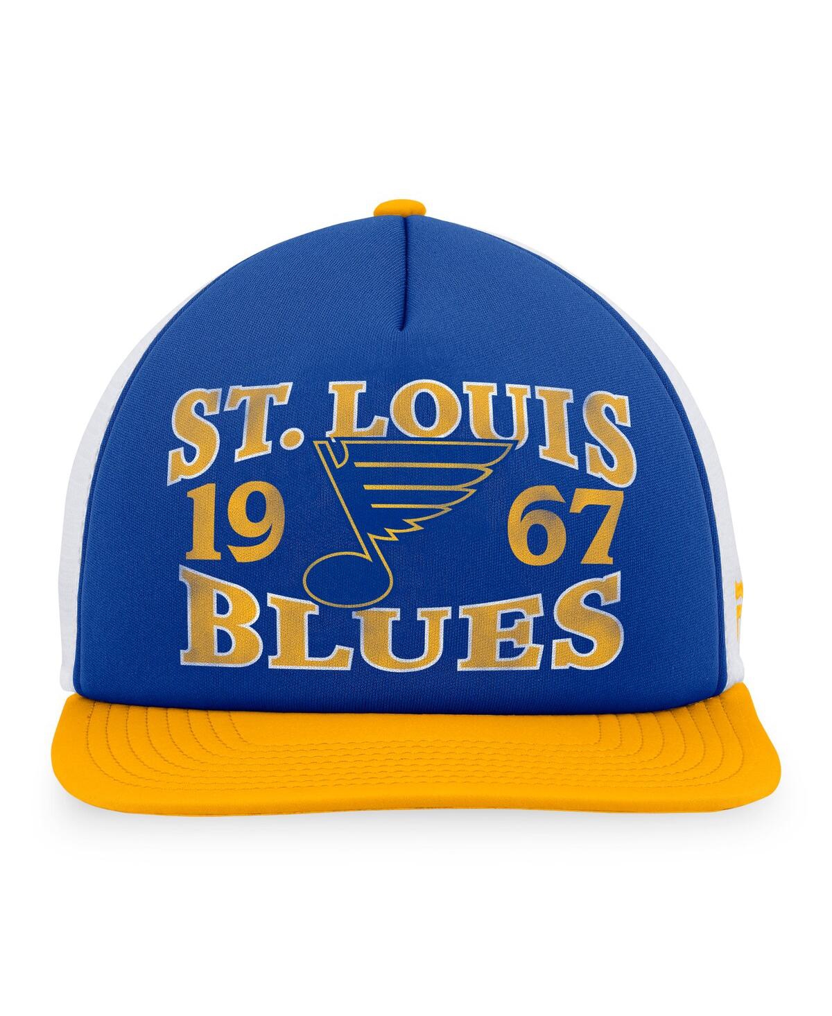 Fanatics Men's Blue/Gold St. Louis Blues Heritage Vintage Foam Front Trucker Snapback Hat