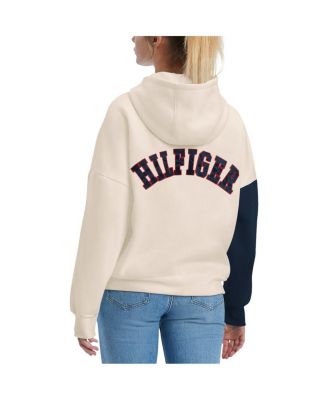 Women's Cream/Navy New England Patriots Harriet Pullover Hoodie