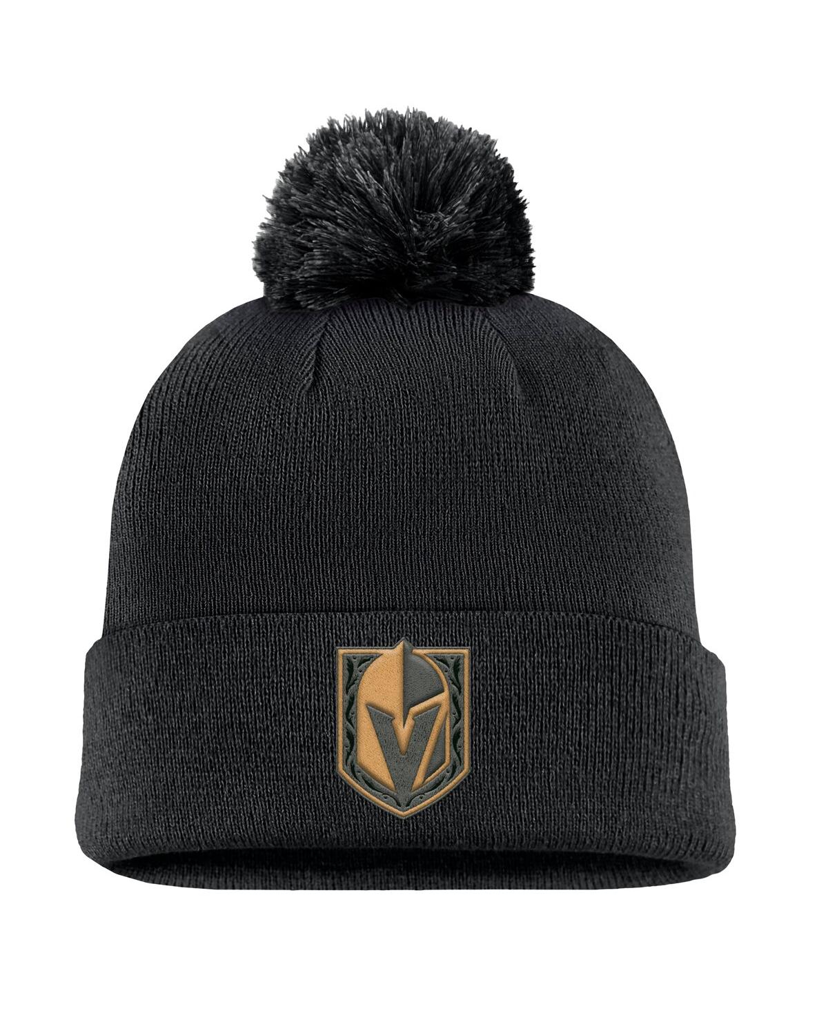 Fanatics Men's Black Vegas Golden Knights Military Appreciation Cuffed With Pom Knit Hat In Black