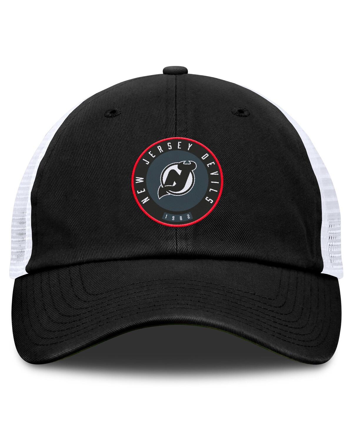 Fanatics Men's Black/white New Jersey Devils Averie Trucker Adjustable Hat In Black,white