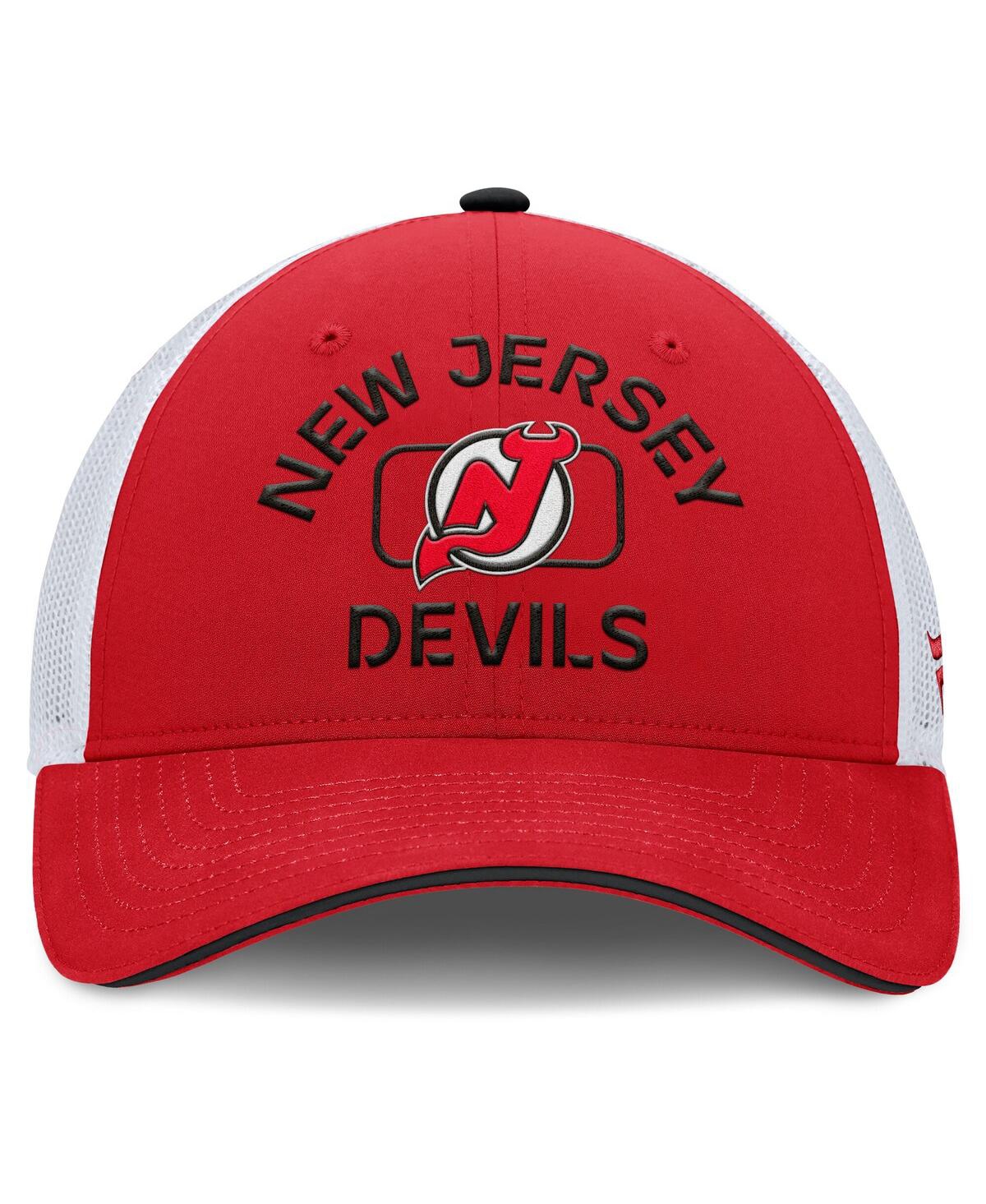 Fanatics Men's Red/white New Jersey Devils Authentic Pro Rink Trucker Hat In Red,white
