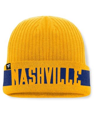 Мужская вязаная шапка Fanatics Nashville Predators с синей каймой и манжетами золотого цвета