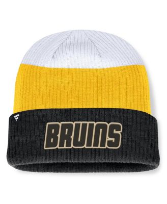 Men's Black/Gold Boston Bruins Heritage Showboat Color-Block Cuffed Knit Hat