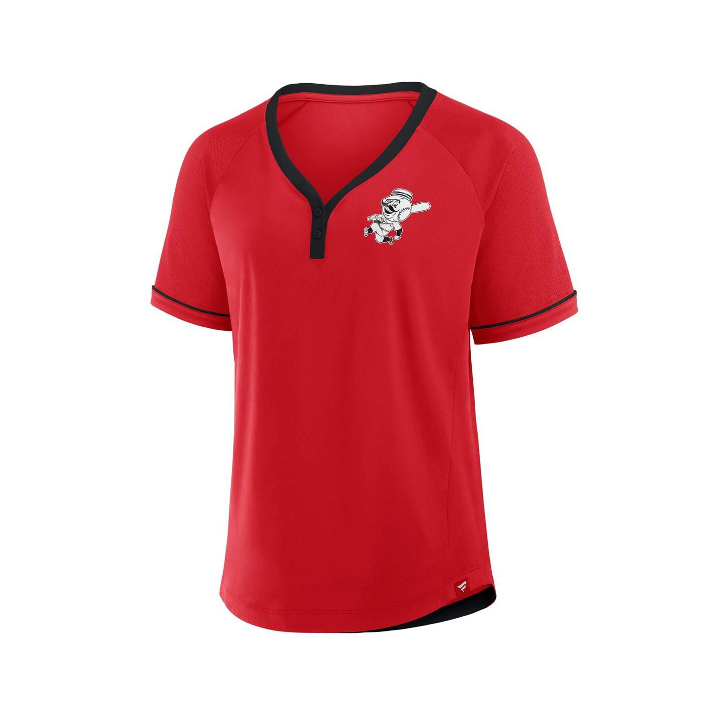 Женская футболка Fanatics Red Cincinnati Reds Cooperstown Collection League Diva Raglan V-Neck — фото 3