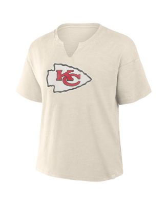 Women's Cream Kansas City Chiefs Slub V-Neck T-Shirt
