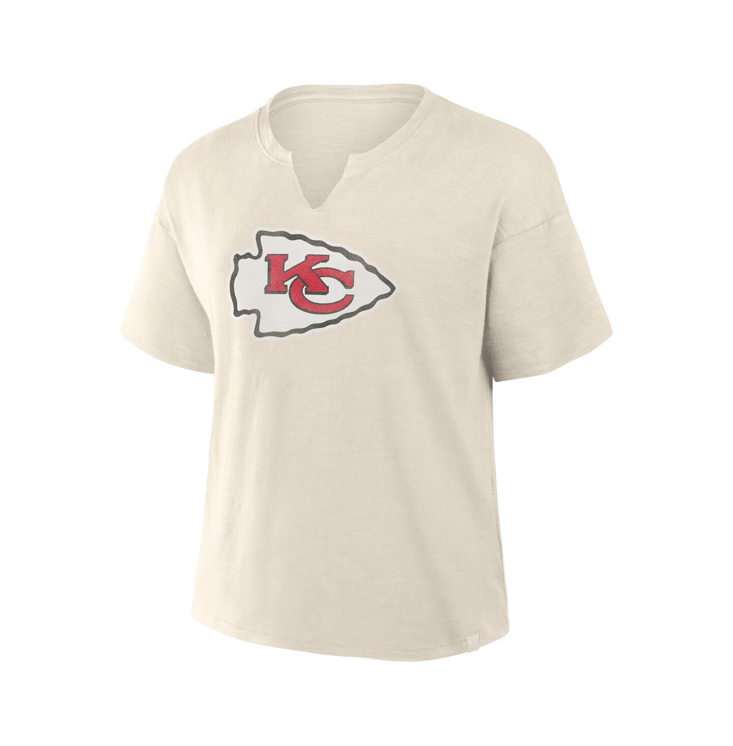 Женская футболка Fanatics Cream Kansas City Chiefs Slub V-Neck — фото 3
