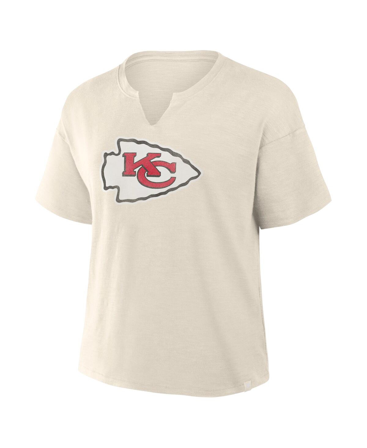 Fanatics Women's Cream Kansas City Chiefs Slub V-neck T-shirt In Cream