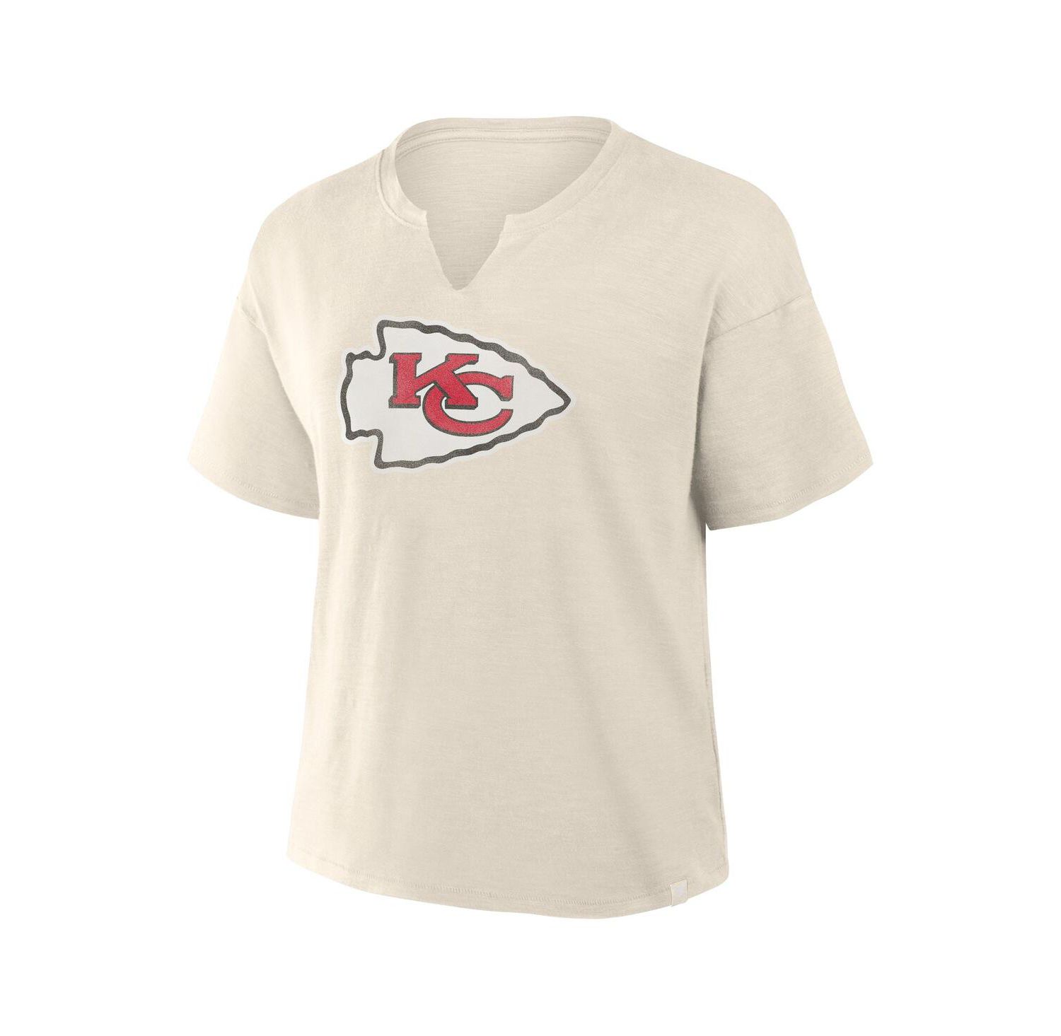 Women's Cream Kansas City Chiefs Slub V-Neck T-Shirt