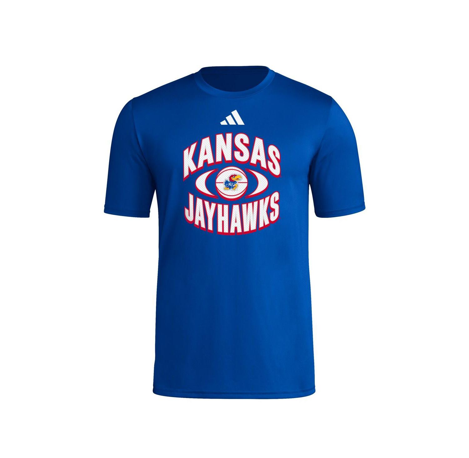 Men's Royal Kansas Jayhawks Basketball On Court Orbit Pregame T-Shirt