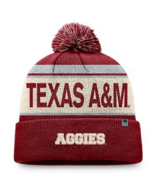 Мужская вязаная шапка Top of the World темно-бордового цвета Texas A & M Aggies Prime с манжетами и помпонами