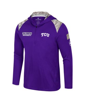 Men's Purple TCU Horned Frogs OHT Military Appreciation Quarter-Zip Hoodie Jacket