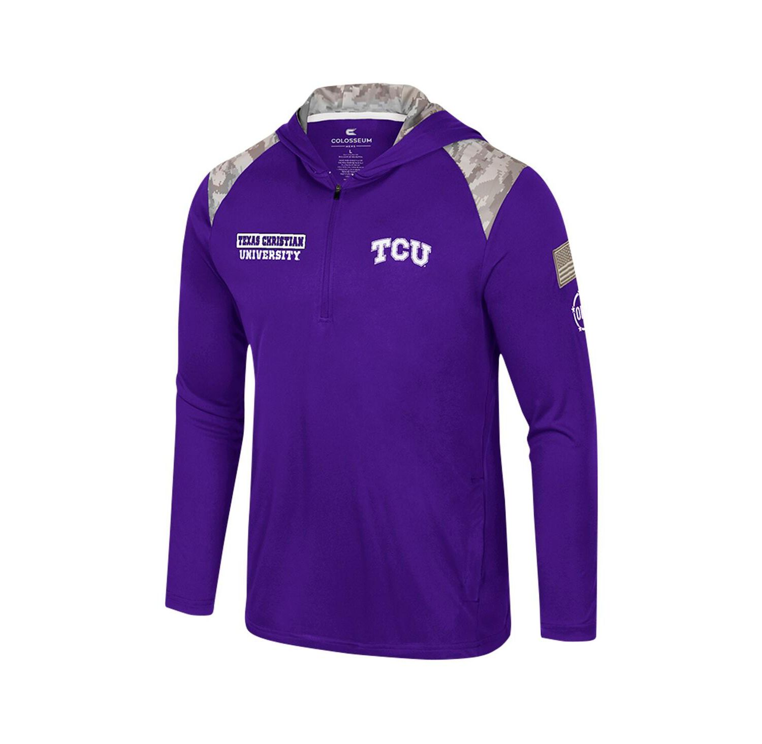 Men's Purple TCU Horned Frogs OHT Military Appreciation Quarter-Zip Hoodie Jacket