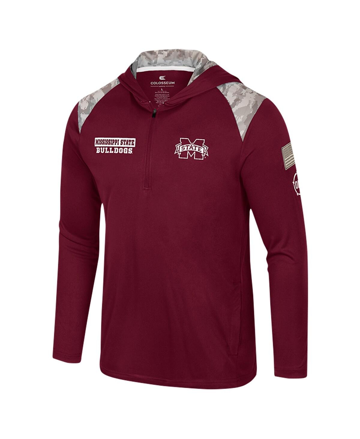 Colosseum Men's Maroon Mississippi State Bulldogs Oht Military Appreciation Quarter-zip Hoodie Jacket In Maroon