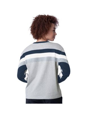 Модный топ с длинными рукавами из цветного блока New York Yankees Triple A от Starter Women's Heather Grey серого цвета