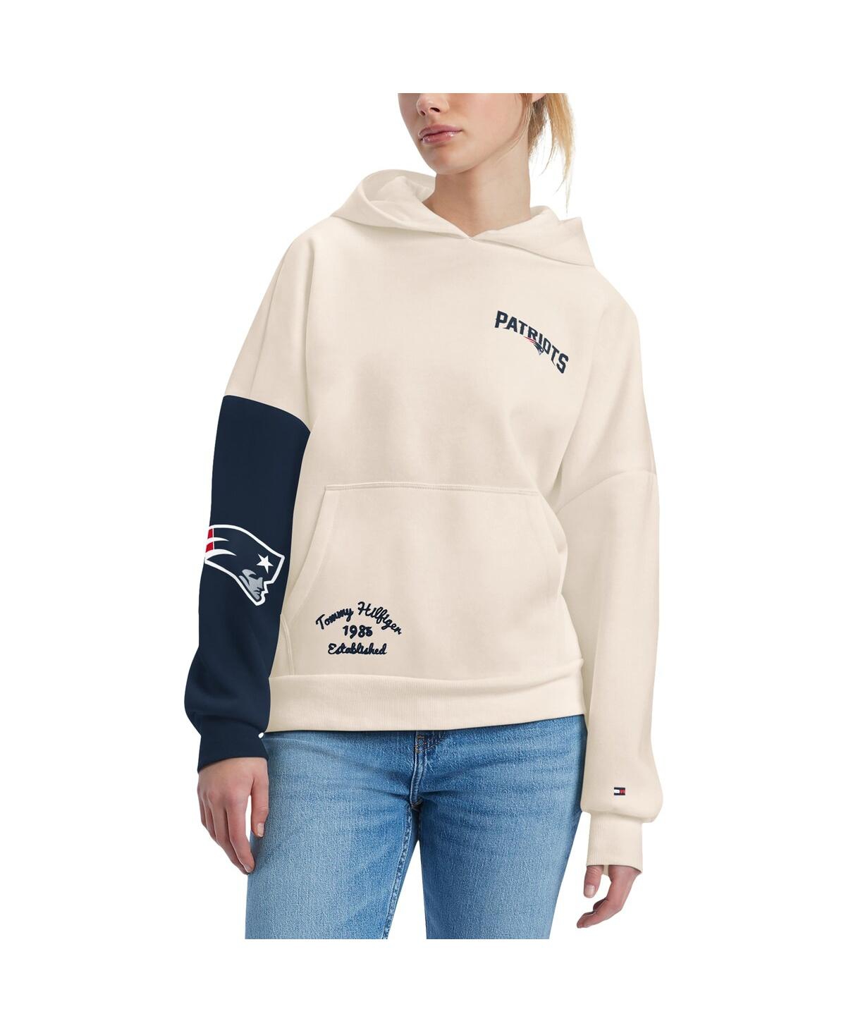 Tommy Hilfiger Women's Cream/navy New England Patriots Harriet Pullover Hoodie In Cream,navy