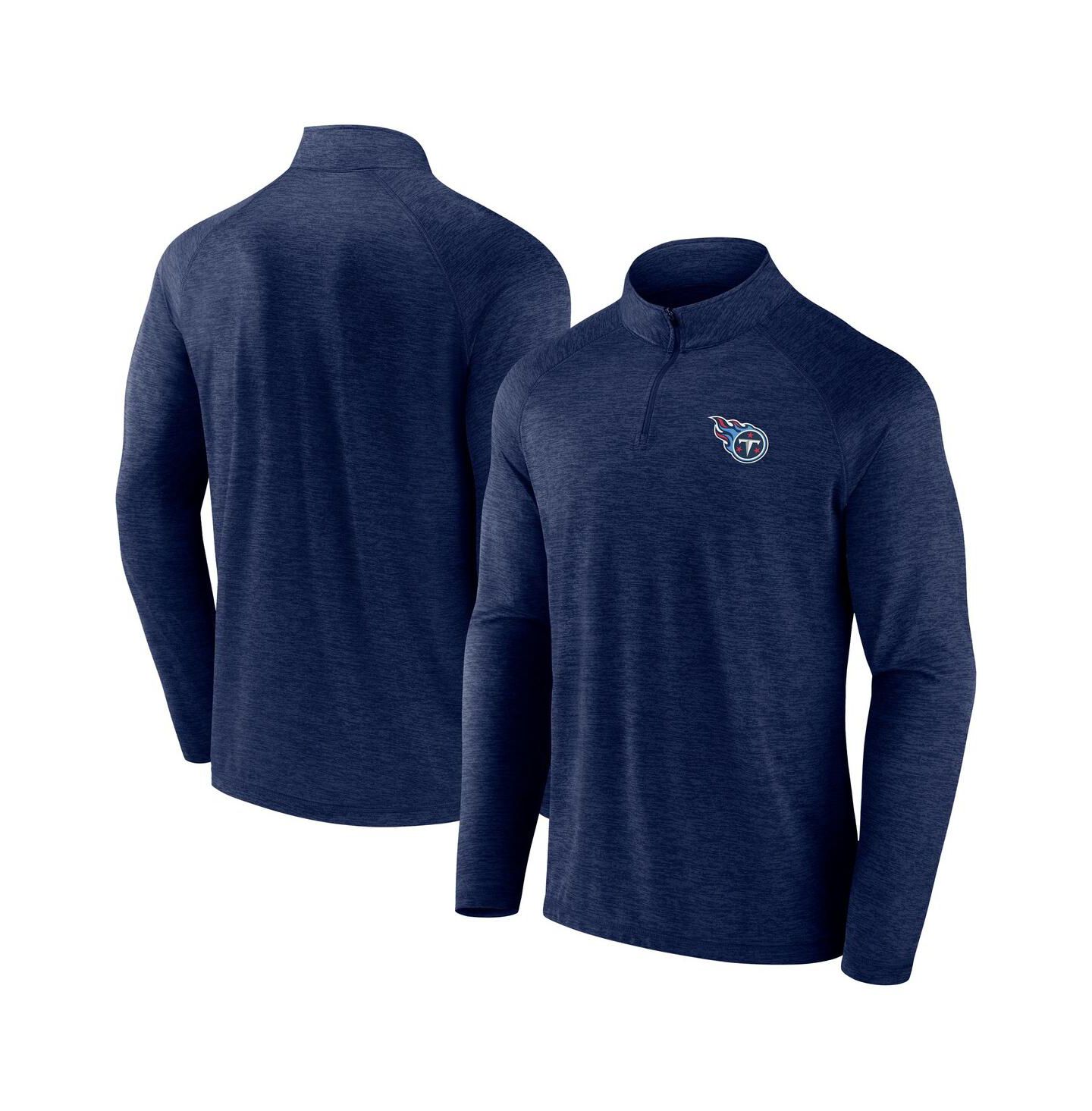 Мужская куртка Fanatics Navy Tennessee Titans Head-to-Head Raglan Quarter-Zip — фото 1