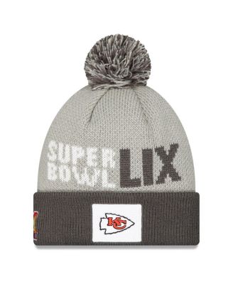 Мужская серая шапка New Era Chiefs Super Bowl LIX на премьере нового сезона с вязаной шапкой с помпоном