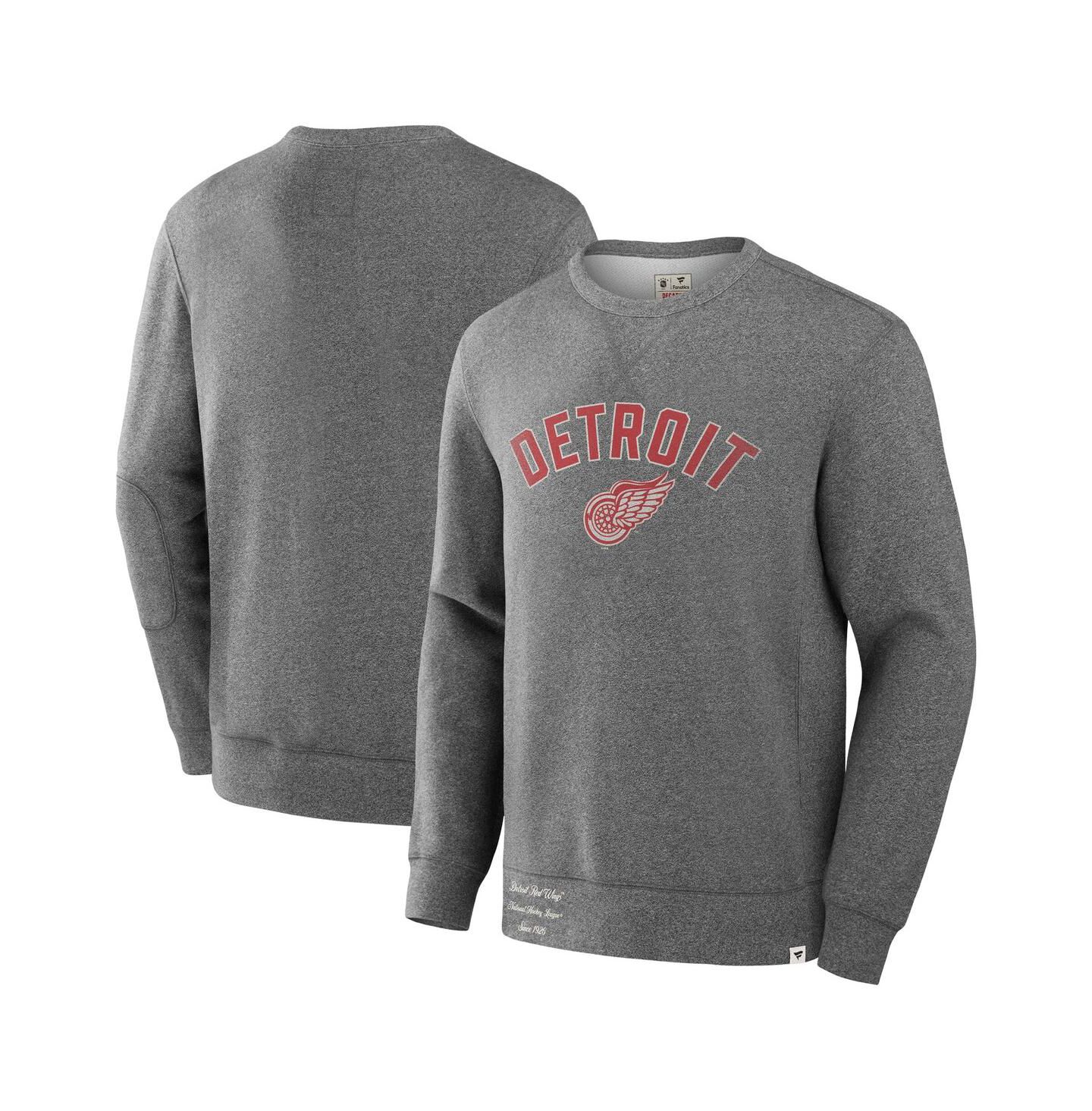 Мужской свитшот Fanatics Heather Gray Detroit Red Wings Decades Collection Legendary Fleece Pullover — фото 1