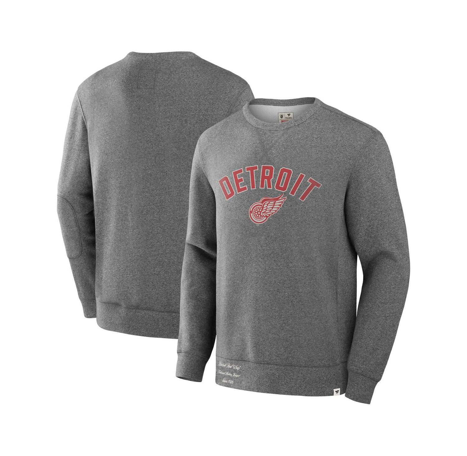 Men's Heather Gray Detroit Red Wings Decades Collection Legendary Fleece Pullover Sweatshirt