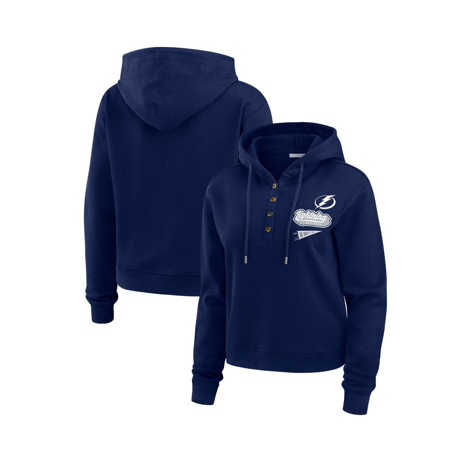 Women's Blue Tampa Bay Lightning Waffle Knit Pullover Hoodie
