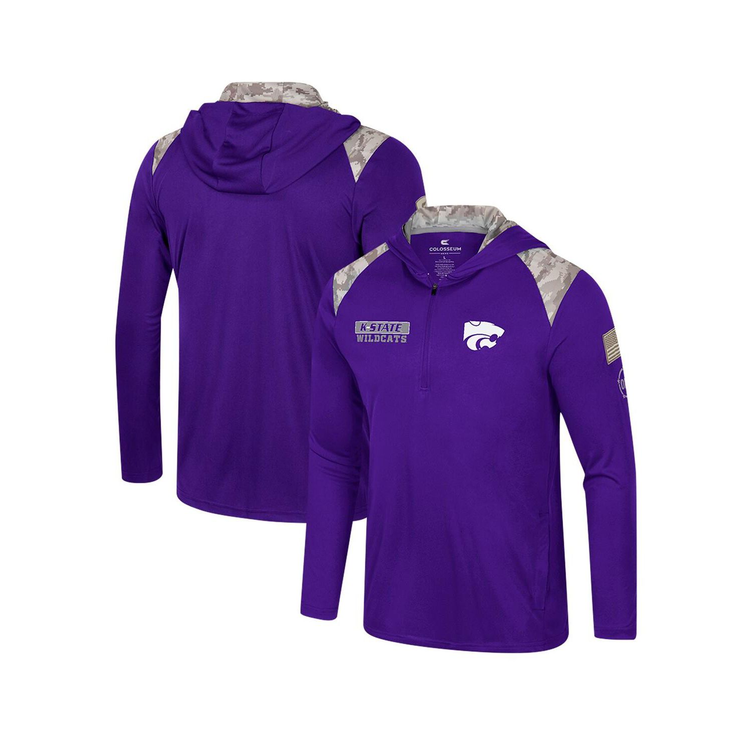 Men's Purple Kansas State Wildcats OHT Military Appreciation Quarter-Zip Hoodie Jacket