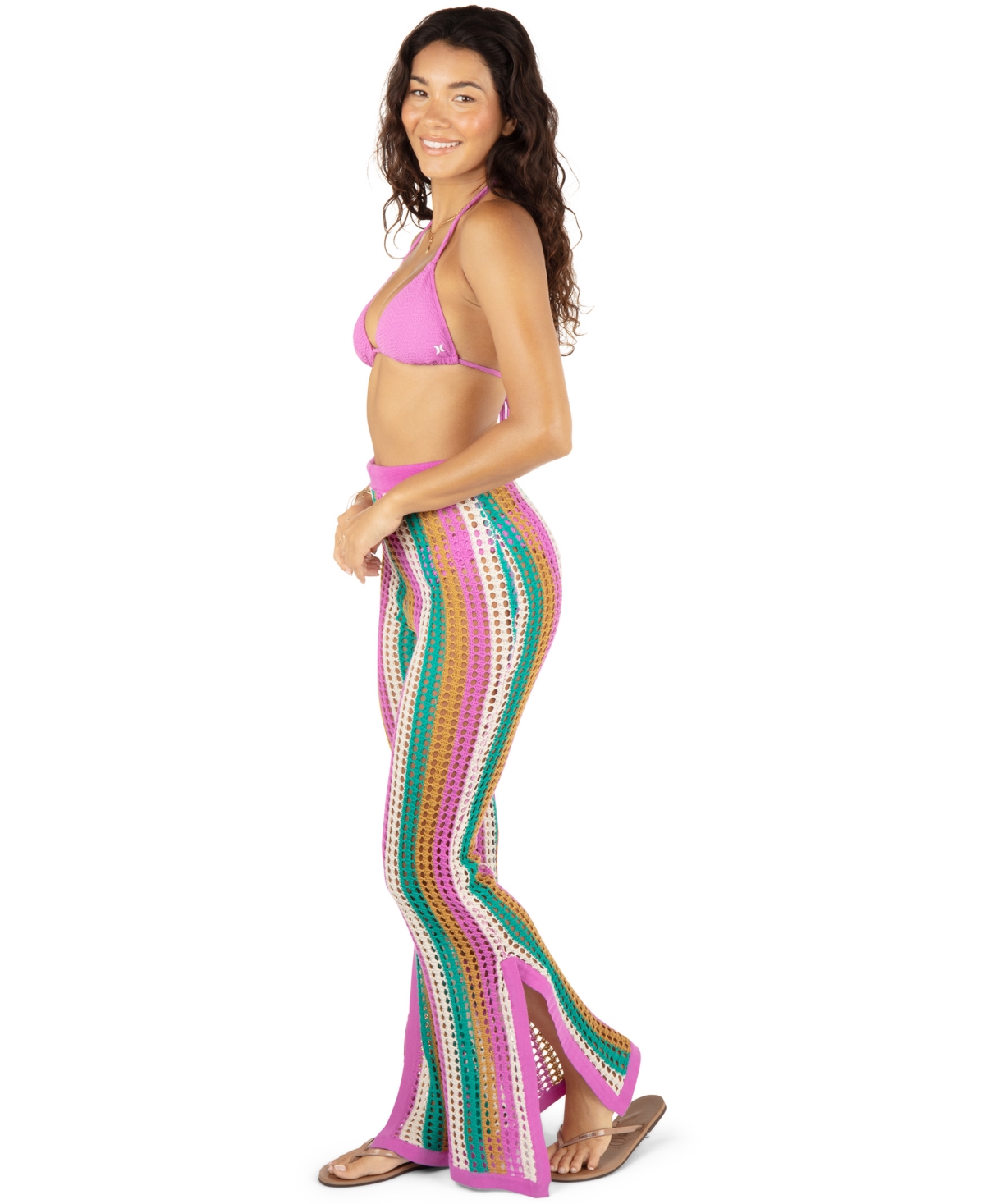 HURLEY JUNIORS' CROCHETED COVER-UP BEACH PANTS 