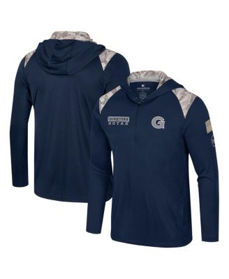 Colosseum - Men's  Navy Georgetown Hoyas OHT Military Appreciation Quarter-Zip Hoodie Jacket