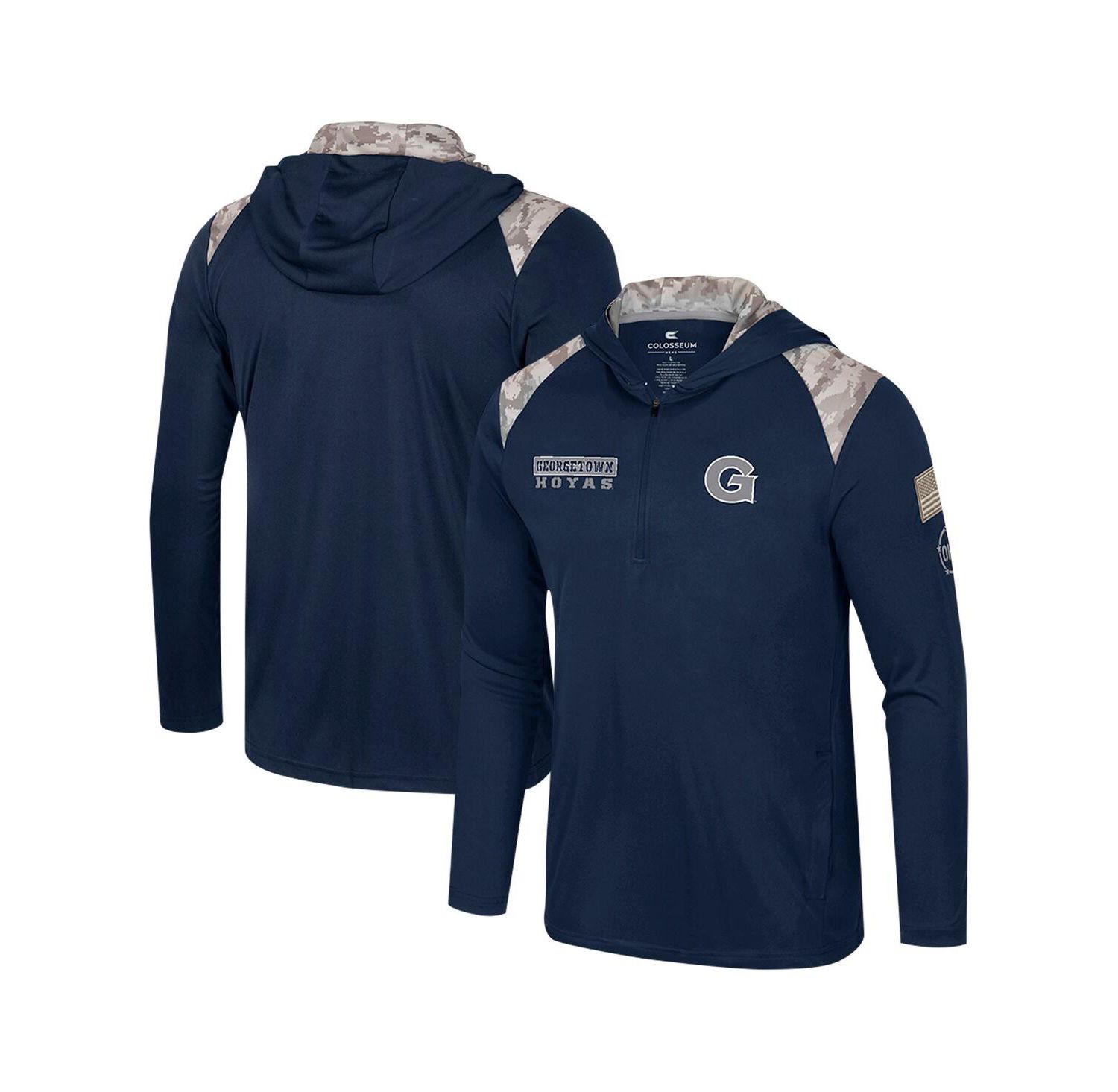 Men's Navy Georgetown Hoyas OHT Military Appreciation Quarter-Zip Hoodie Jacket