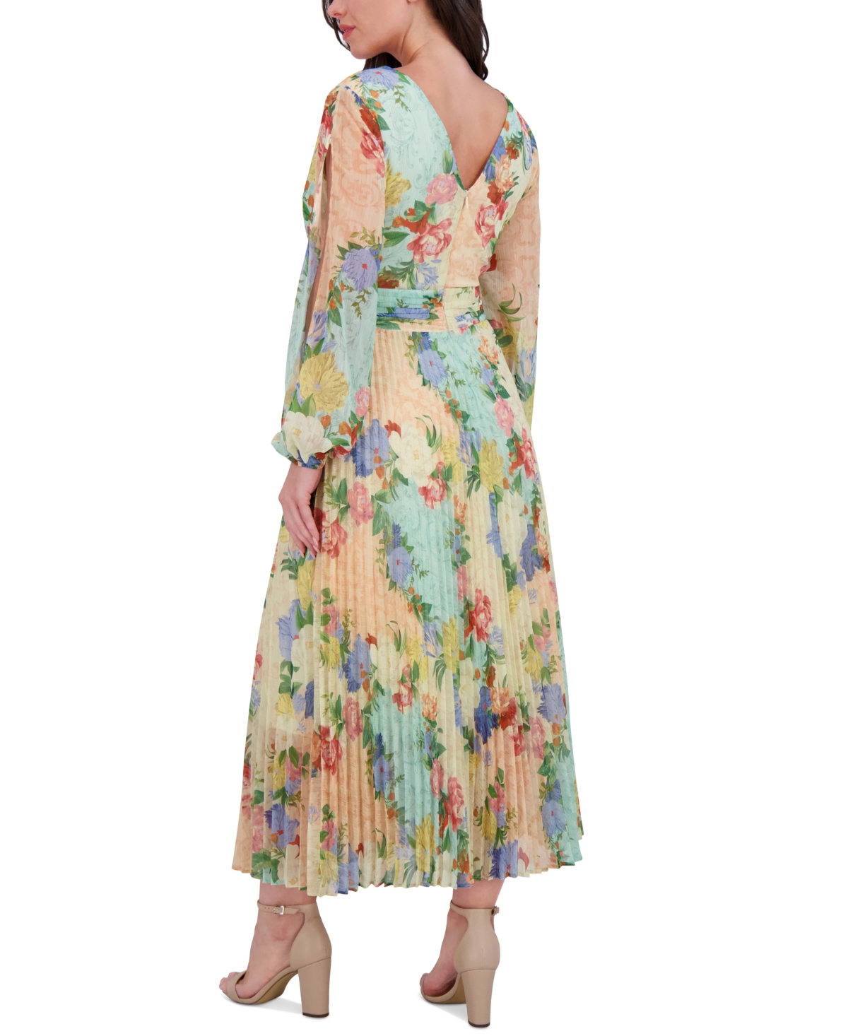Siena Plus Size Floral-print Pleated Maxi Dress In Multi
