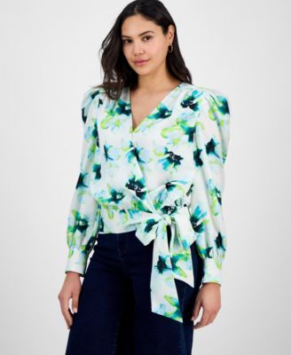 I.N.C. International Concepts - Women's Printed Puff-Sleeve Blouse