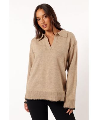 Вязаный свитер Elise с контрастным подолом